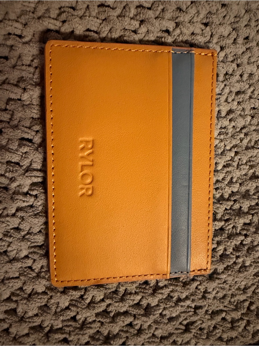 Men’s Brown with Blue stripe Leather Cardholder
